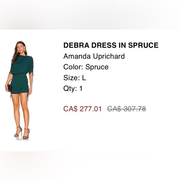 Revolve Amanda Uprichard Debra Dress Size Large in Spruce - Picture 6 of 6